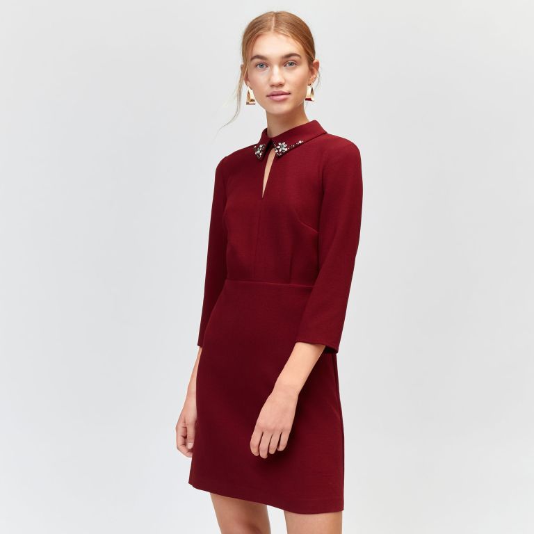 Warehouse Diamante Collar Shift Dress
