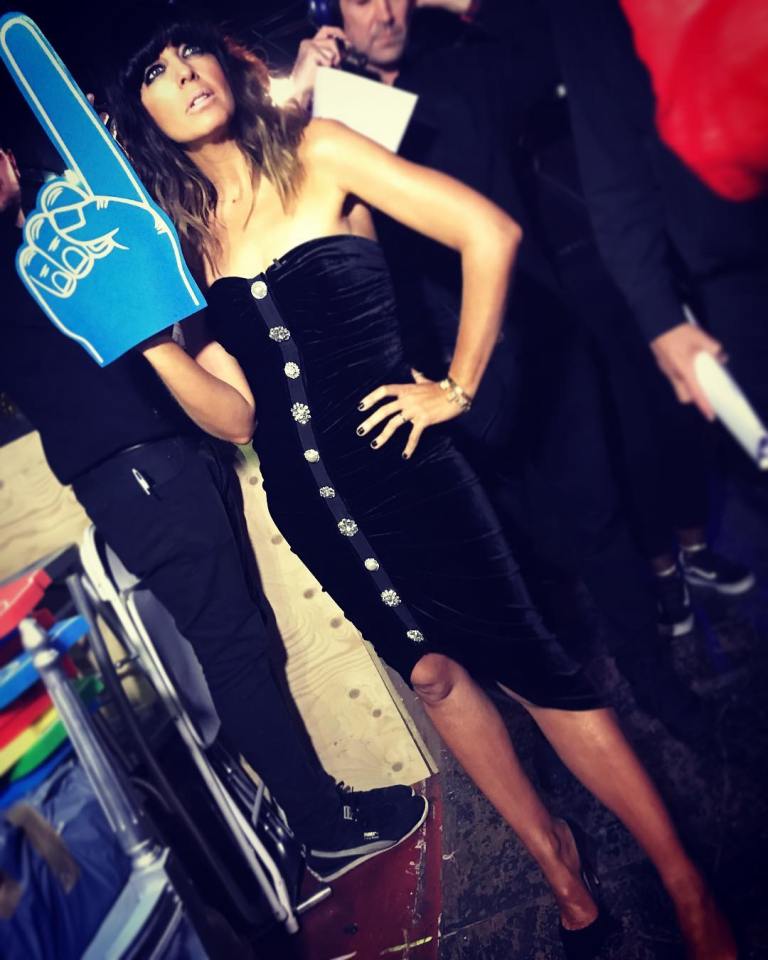 Where to get Claudia Winkleman Strictly strapless black velvet dress October 2018