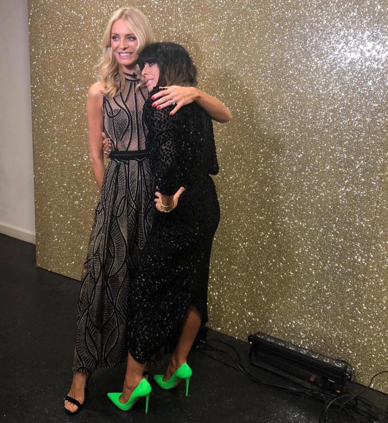 Where to get Tess Daly Claudia winkleman Strictly dress black dotted sequin dress black leaf dress October 2018