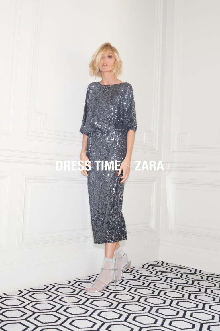zara silver backless sequinned dress