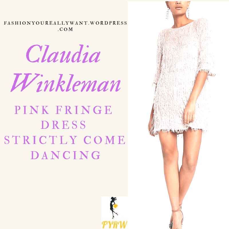 Where to get Claudia Winkleman Strictly Pink Fringe Dress outfit blog November 2018