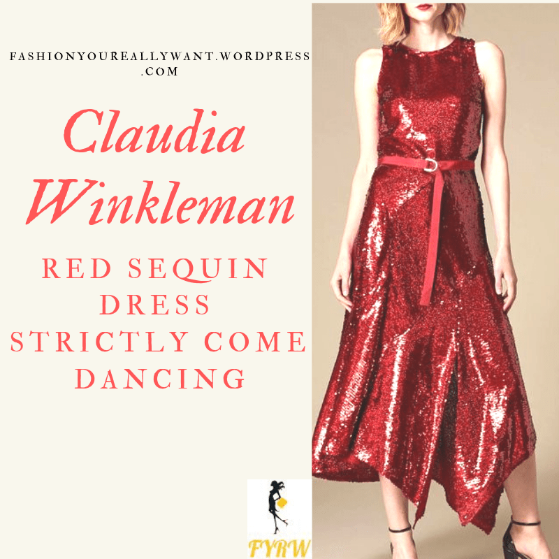 Where to get Claudia Winkleman Strictly red sequin dress outfit blog November 2018