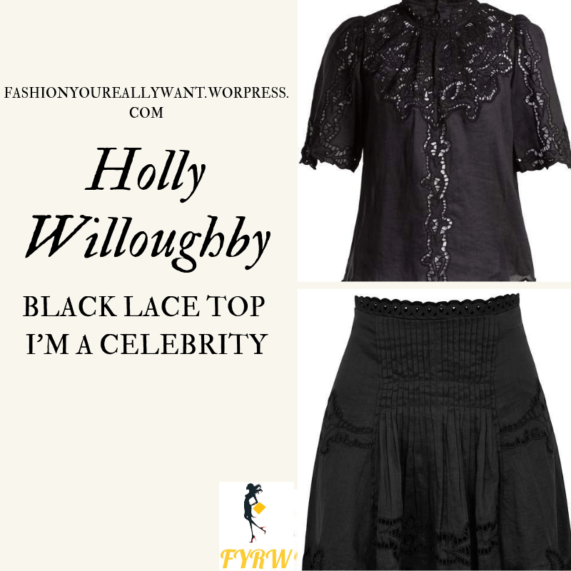 Where to get Holly Willoughby I'm A Celebrity black lace top black ankle boots outfit today blog November 2018
