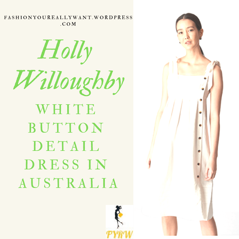 Where to get Holly Willoughby white button detail tie shoulder dress Australia November 2018