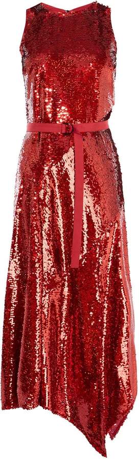 Karen Millen Sequin Belted Midi Dress