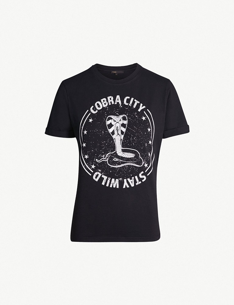 MAJE Tobiane Cobra City cotton-jersey T-shirt
