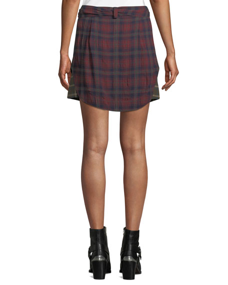 Rag &amp; Bone Felicity Plaid Tie-Waist Button Skirt back view