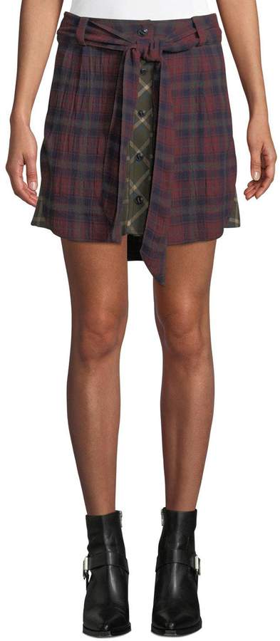 Rag &amp; Bone Felicity Plaid Tie-Waist Button Skirt