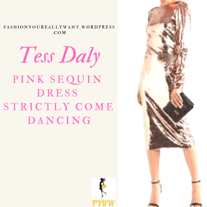 where to get Where to get Tess Daly Strictly pink sequin midi dress blog November 2018
