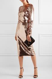 TOM FORD Zip-detailed sequined satin midi dress Pink
