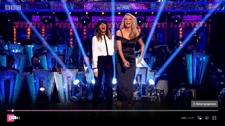 where to get Tess Daly black satin off the shoulder dress Strictly November