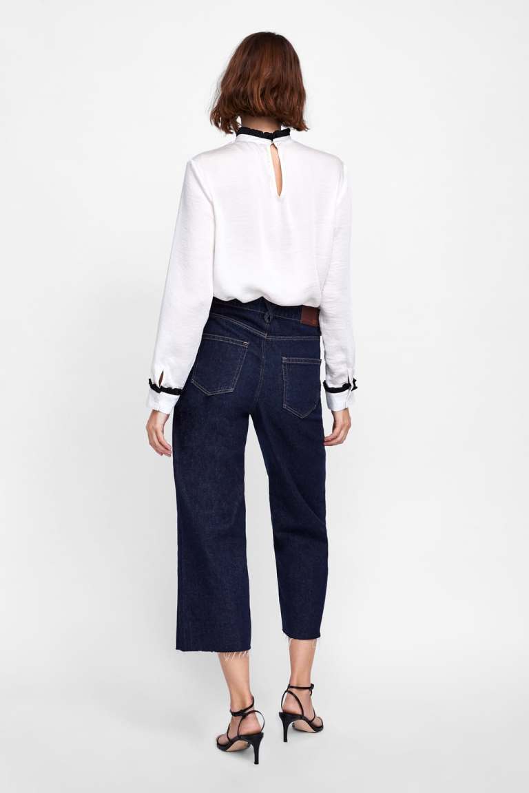 Zara Blouse with Contrast Ruffle Trims back view
