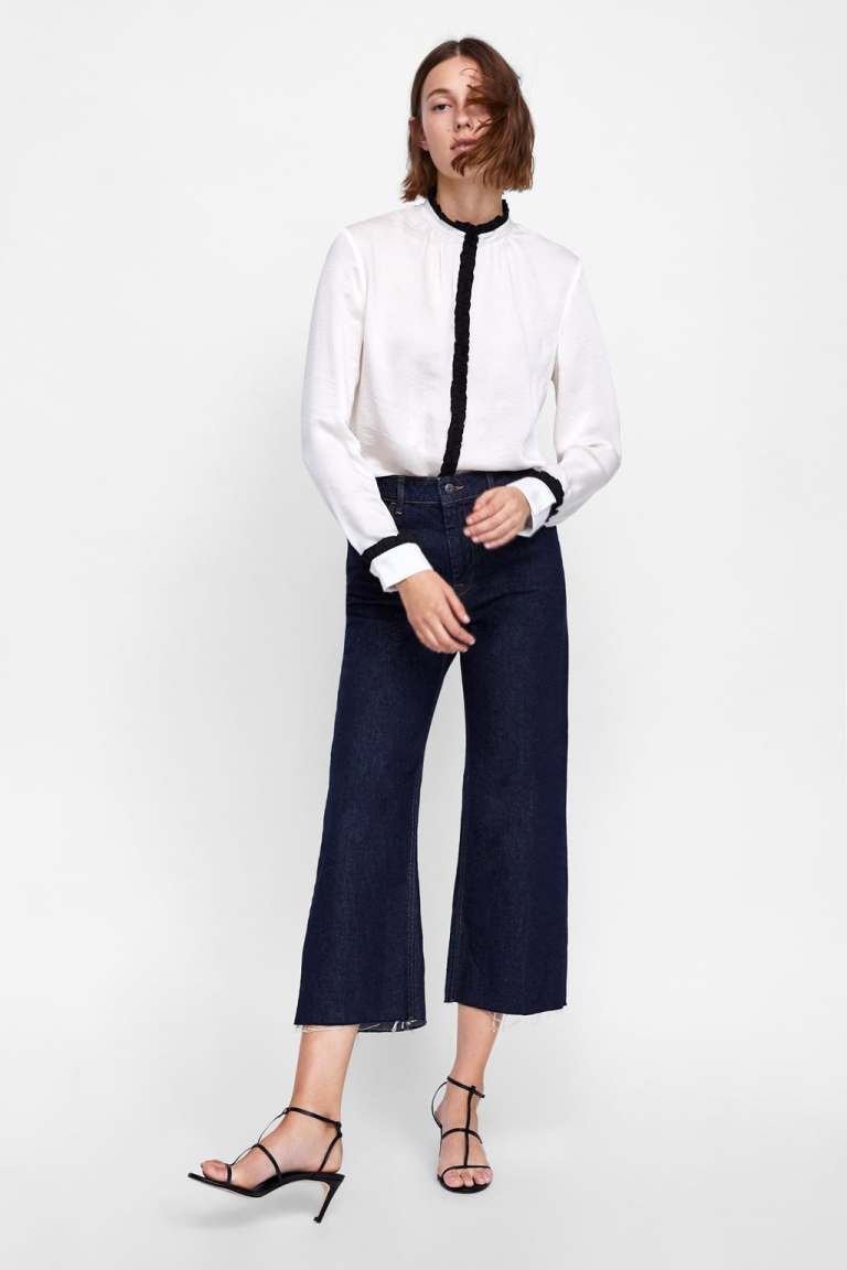 Zara Blouse with Contrast Ruffle Trims