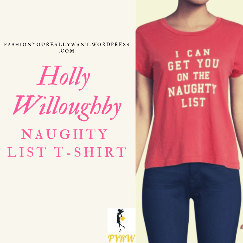 Where to get Holly Willoughby I Can Get You On The Naughty List red t-shirt December 2018