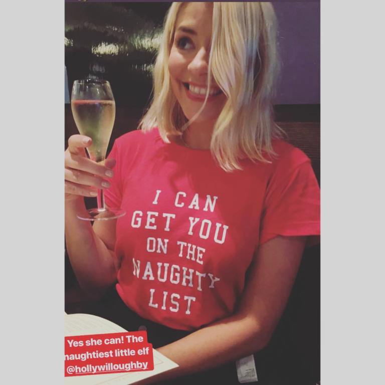 Where to get Holly Willoughby I can get you on the naughty list t-shirt December 2018