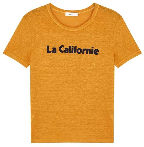 A.L.C Printed slubbed linen t-shirt