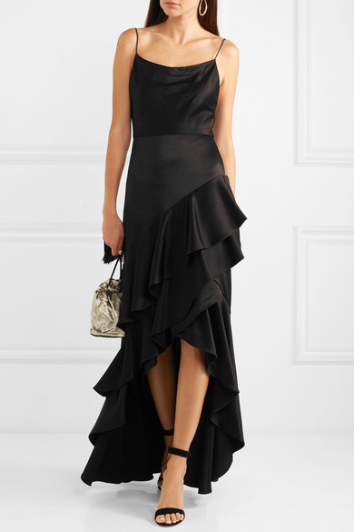 Alice + Olivia - Lauralei Ruffled Satin Gown - Black