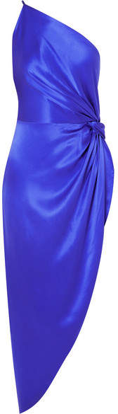 Michelle Mason One-shoulder Asymmetric Silk-satin Midi Dress