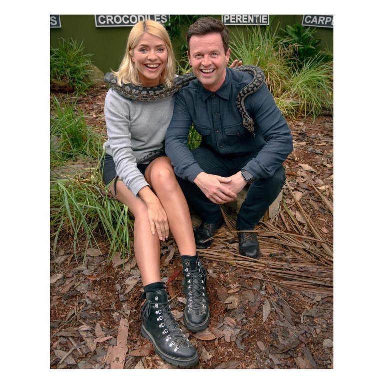 Where to get Holly Willoughby I'm a Celebrity grey sweatshirt black shorts black boots December 2018