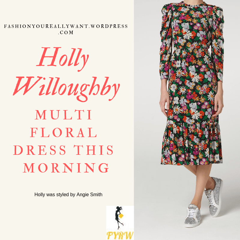 Where to get Holly Willoughby This Morning outfit Multi Floral Dress nude court shoes blog January 2019