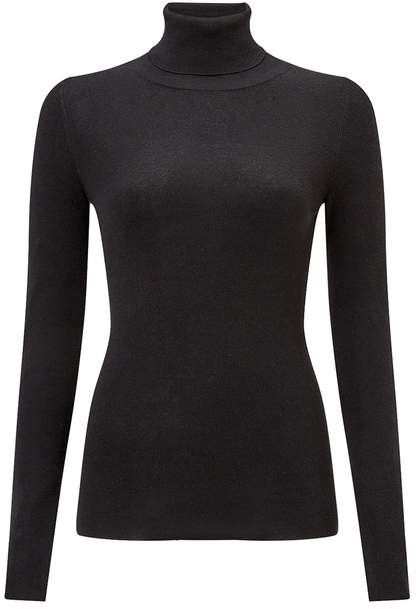 jigsaw silk cotton polo neck sweater black