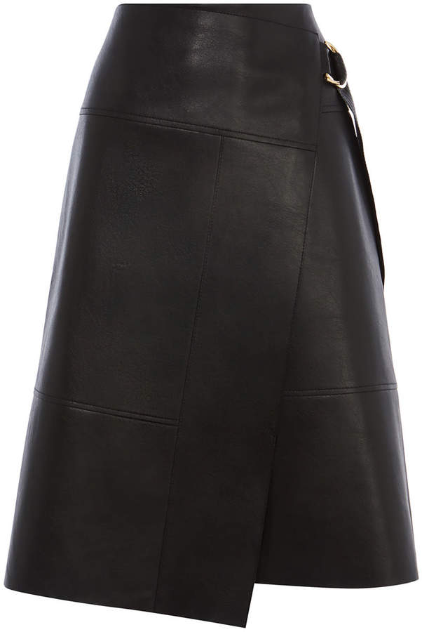 karen millen faux-leather wrap skirt