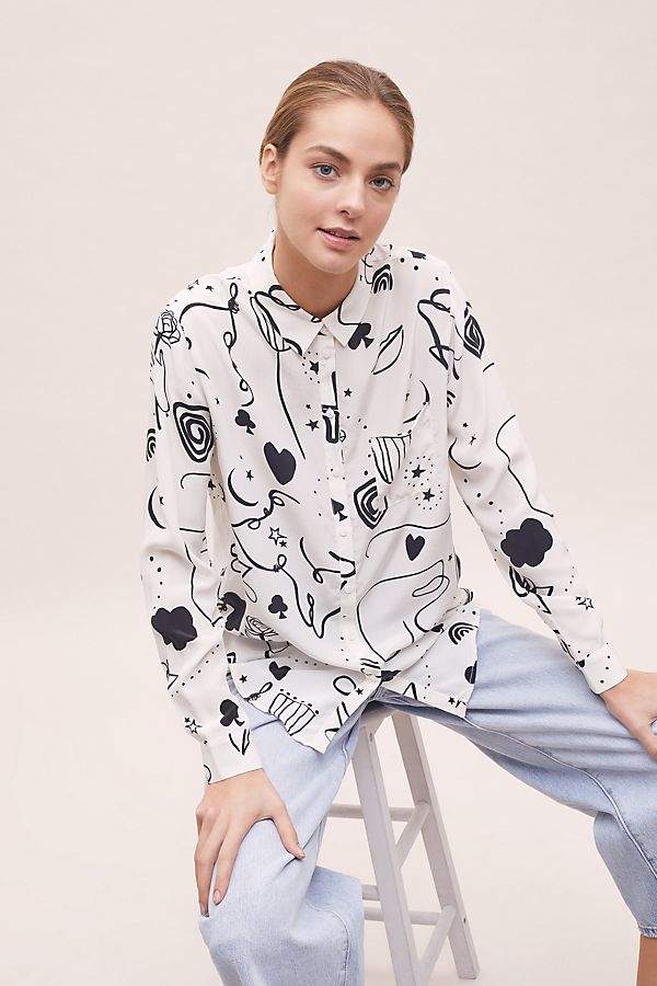 Anthropologie Lily And Lionel Spellbound Silk Shirt