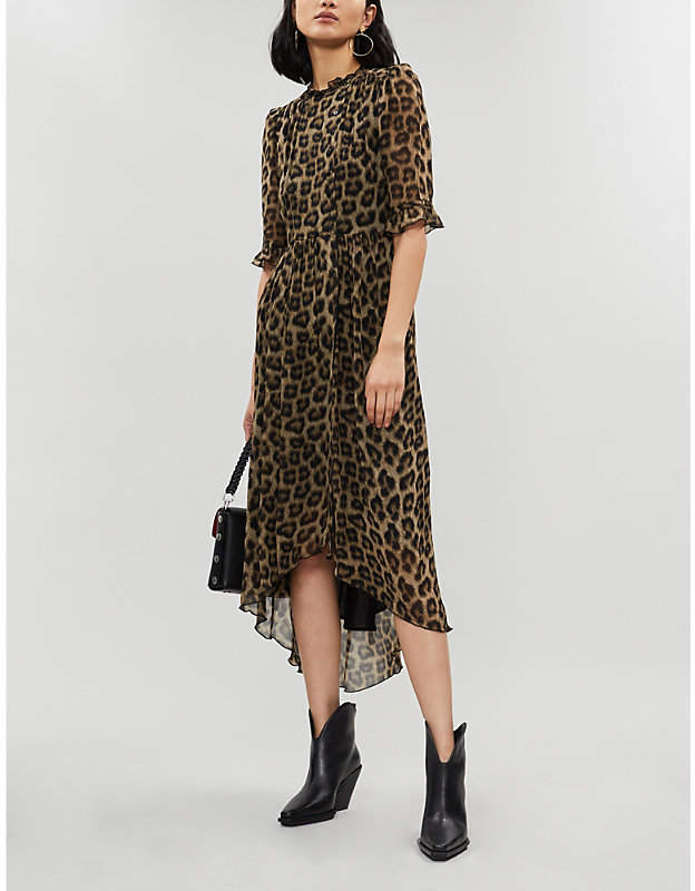 BA&amp;SH Fifi leopard-print crepe midi dress