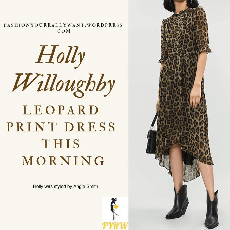 Where to get Holly Willoughby This Morning outfit leopard print dress black court shoes blog February 2019