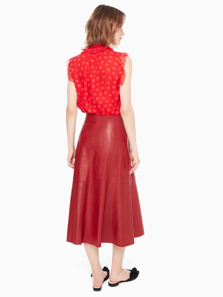 Kate Spade leather midi skirt back view