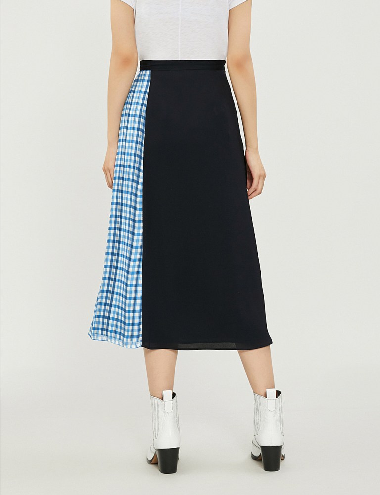 Claudie Pierlot Sweden patchwork-print georgette skirt back view