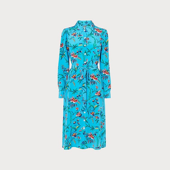 LK Bennett Runa Blue Silk Dress