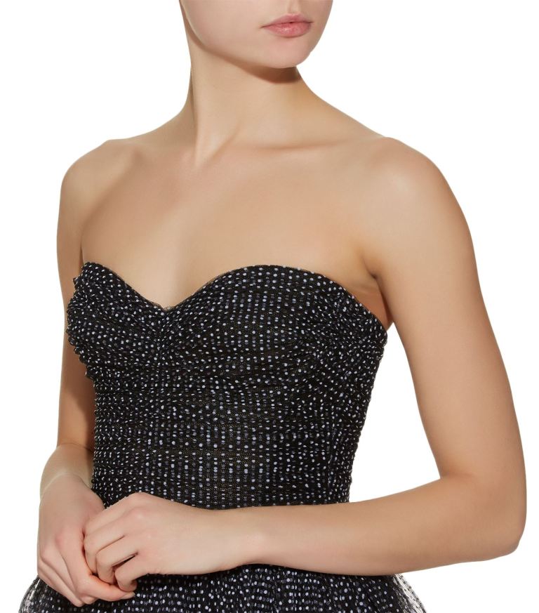 Monique Lhuillier Strapless Tulle Polka Dot Gown v2