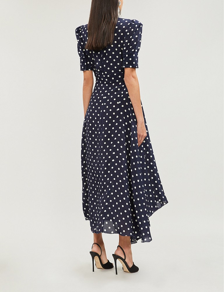 Alessandra Rich Embellished polka dot silk-chiffon midi dress back view