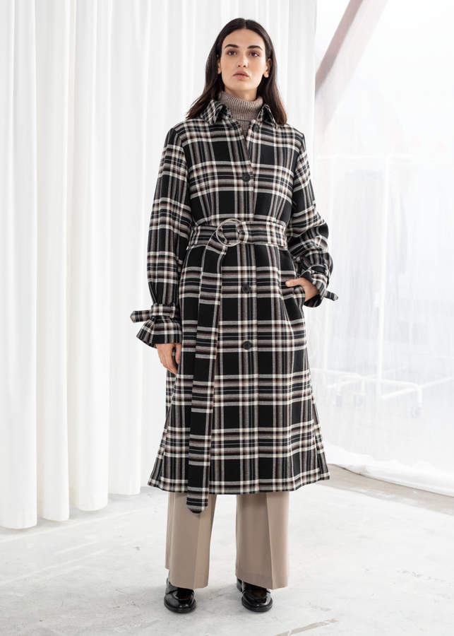 And other stories Belted Plaid Trench Coat