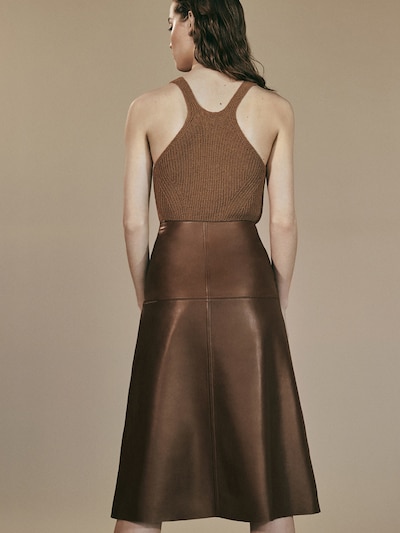 Massimo Dutto Limited Edition Topstitched Nappa Skirt back view