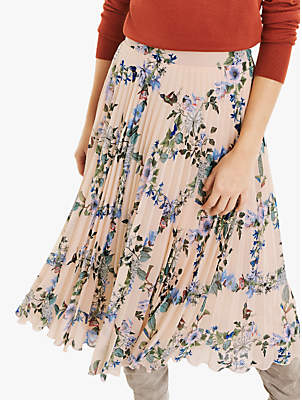 Oasis Floral Pleated Midi Skirt, Multi
