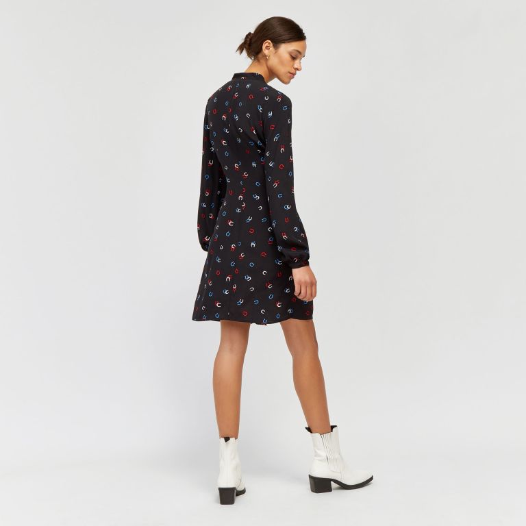 Warehouse Horseshoe Print Shirt Dress back view