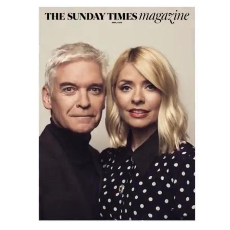 where to get holly willoughby Sunday Times outfit dark blue and white polka dot dress April 2019