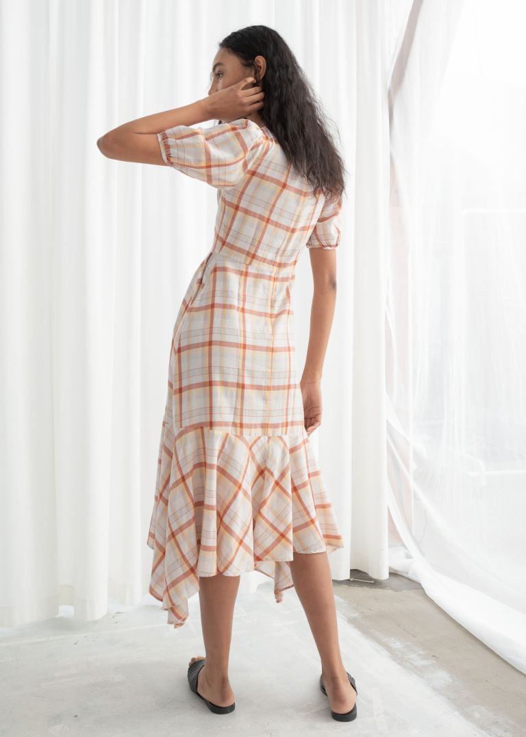 And Other Stories Cotton Blend Handkerchief Midi Dress back view