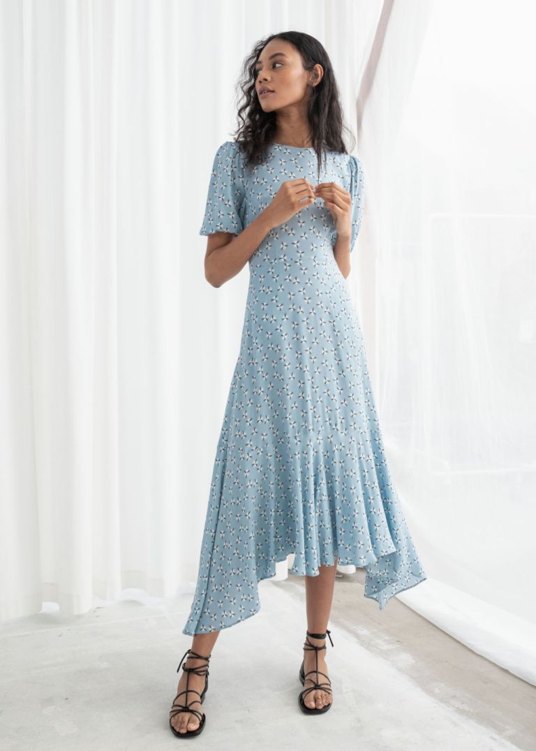 And Other Stories Cotton Blend Handkerchief Midi Dress Dandelion