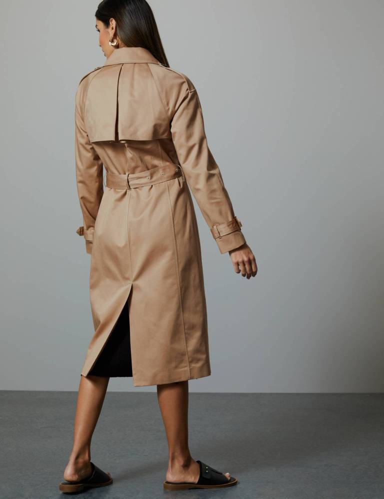 Autograph Pure Cotton Double Breasted Trench Coat back view