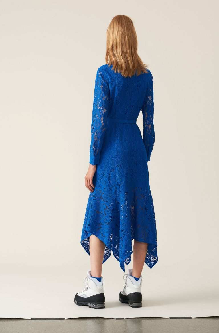 Ganni Cotton Lace Maxi Dress back view