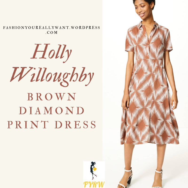 brown print dress 2019 Boden Women's Ivy Placket Cotton Midi Dress in Brown main image 1