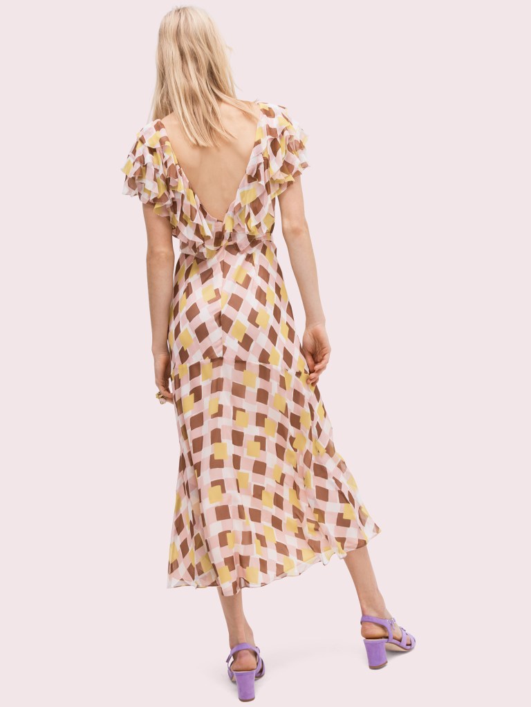 Kate Spade geo square silk dress back view