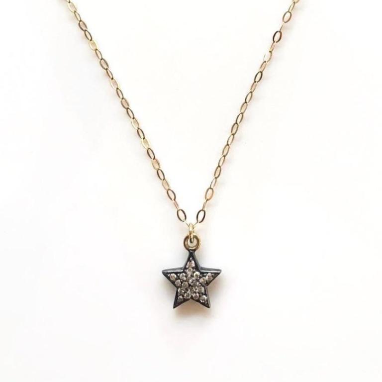 Kirstie Le Marque Double-Sided Diamond Star on Fine Gold Chain