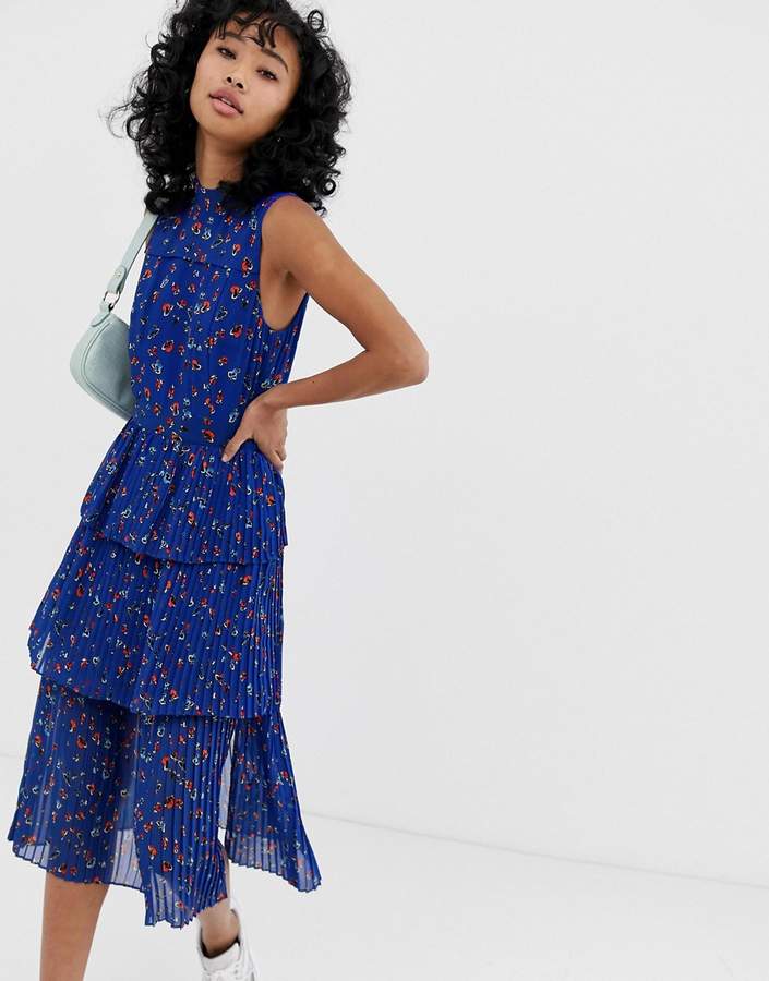 Whistles ditsy floral pleated tiered dress