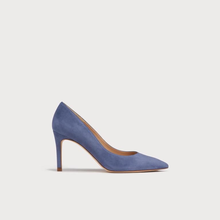 LK Bennett floret blue Suede Pointed Court Shoes