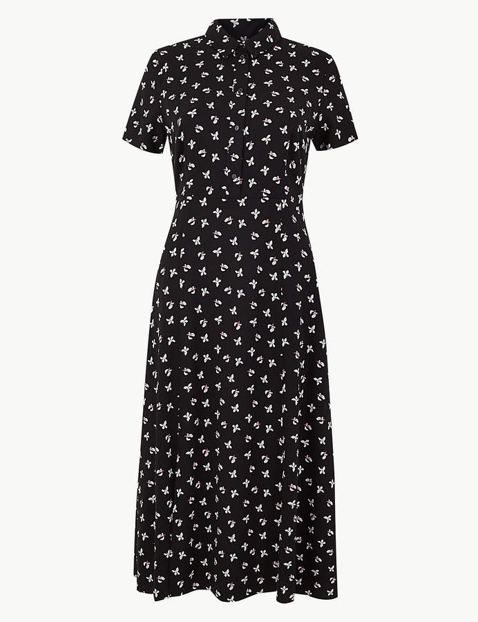 M&amp;S Collection Floral Print shirt Midi Dress