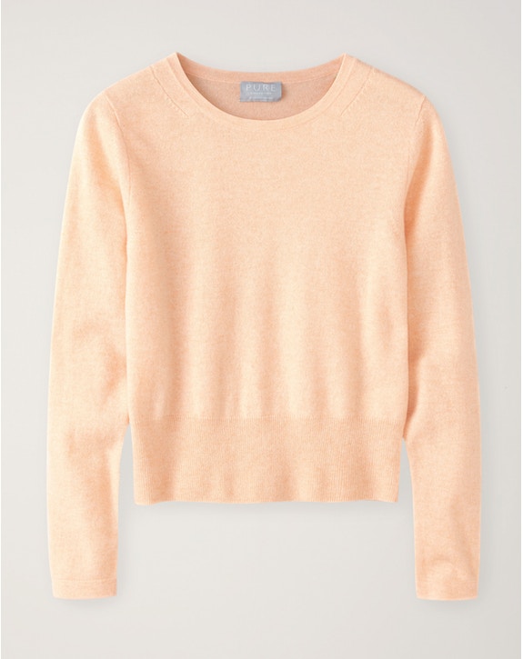 Pure Collection Cashmere Cropped Sweater Heather Peach
